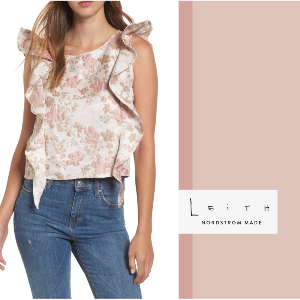 Leith Floral Ruffle Sleeveless Top
